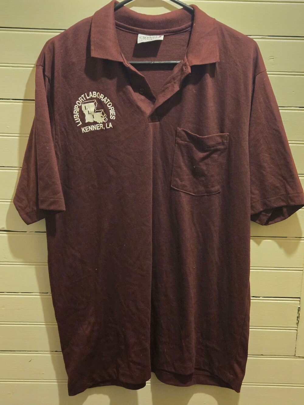 Crystal Springs Polo Shirt Mens XL Lubriport Laboratories Logo Pocket Maroon